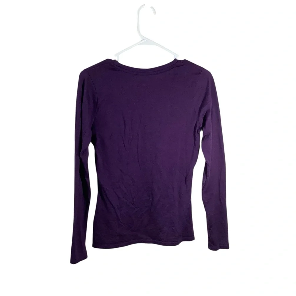 Seg’ments Women’s Merino Wool V-Neck Long Sleeve Top - Purple Baselayer - Picture 4 of 7